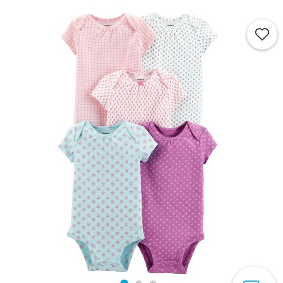 NWT!!👶Carter’s Baby Girls Print 5pk 18m onesies👶 - Picture 1 of 7